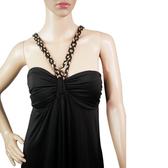 Co-me Como Black Gold Sleeveless Mini Dress Size Medium - Picture 2 of 11